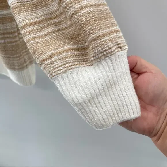 NWT Lane Bryant Cowlneck Striped Cozy Soft White Tan Warm Sweater Size 14/16 - Picture 6 of 13